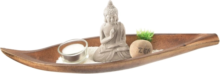 Bougeoir en bois avec motif Bouddha au décor naturel