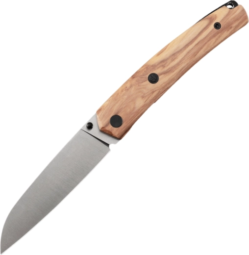 Couteau pliant avec manche en bois et lame satinée 14C28N