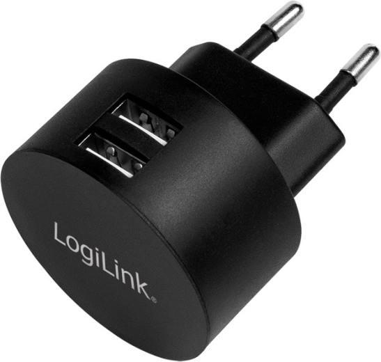 Chargeur secteur LOGILINK 2× USB‑A 10,5 W noir