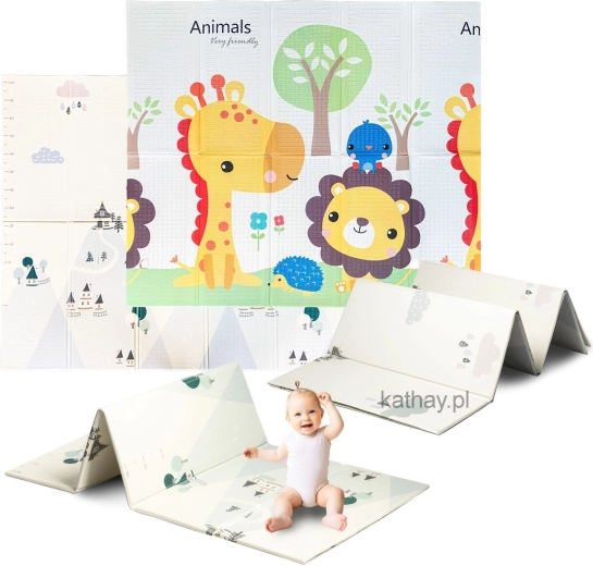 Tapis pliable en mousse éducatif double face pour enfants 180 × 200 cm safari - 1 pièce