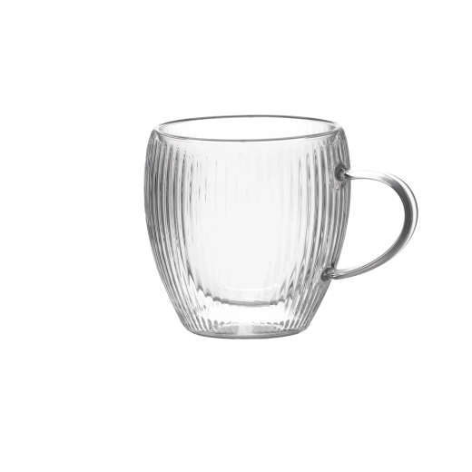 Set de 2 verres thermiques cannelés à double paroi avec anse 230 ml