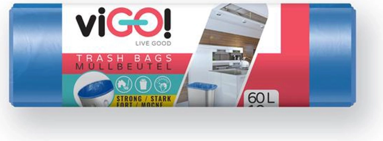 Sacs poubelle LDPE 60 l bleus VIGO (10 pcs, 60 × 80 cm)