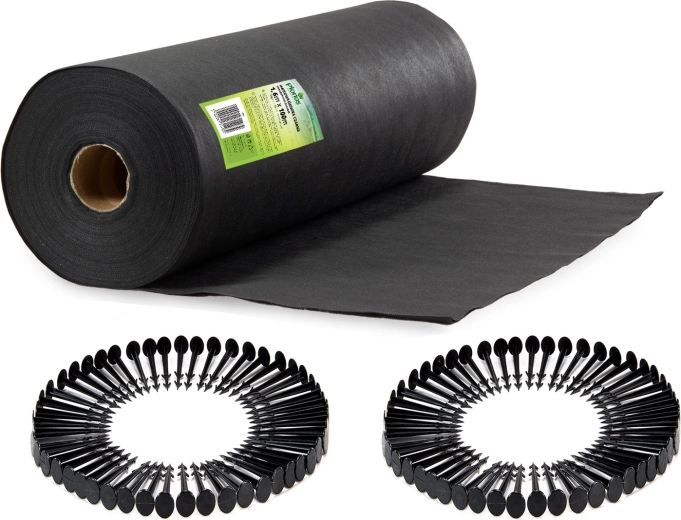 Agrotextile de jardin 1,6 × 100 m + 100 piquets d’ancrage PLONOS