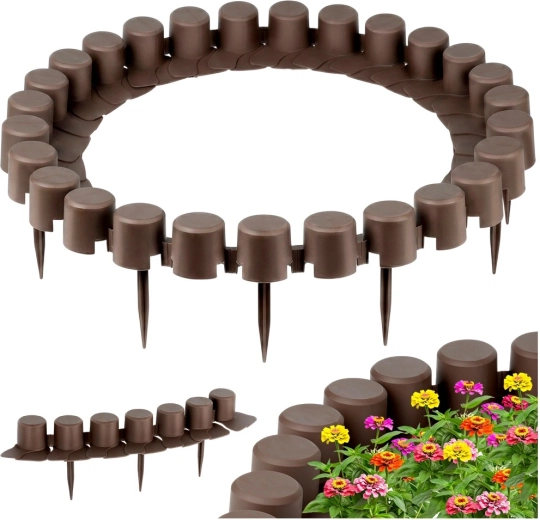 Palissade de jardin marron 220 cm, set de 4 pièces