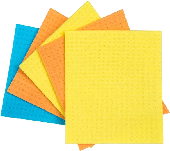 Chiffons éponge en cellulose 18 × 15,5 cm, assortiment de couleurs, 5 pcs