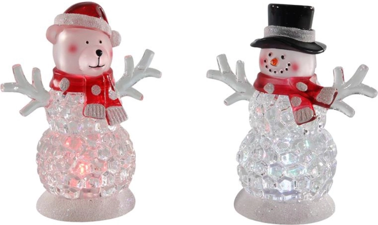 Décoration lumineuse de Noël LED – figurines Père Noël et bonhomme de neige