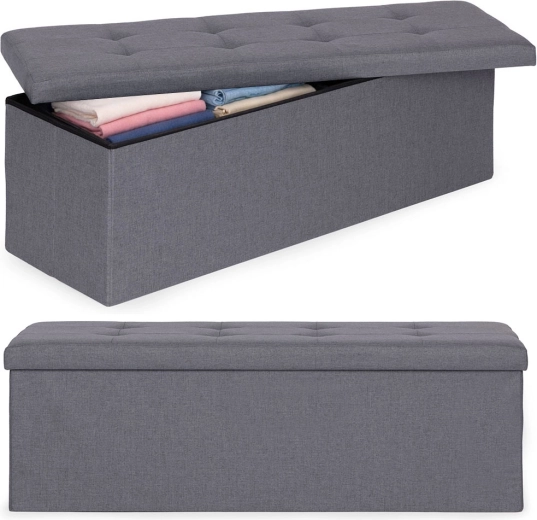 Banc capitonné avec espace de rangement 111 × 38 cm, gris clair, ModernHome