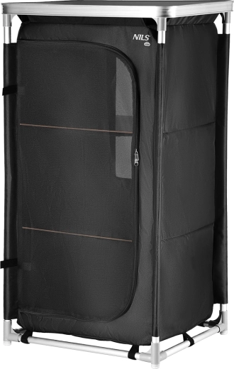 Armoire de camping NILS CAMP avec cadre en aluminium et 3 étagères