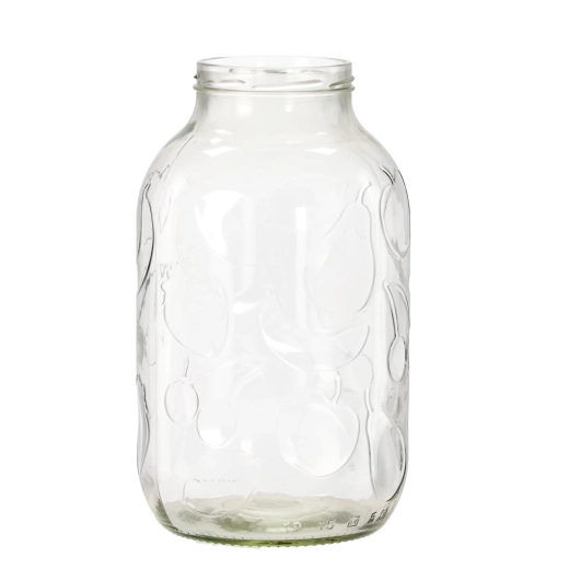 Bocal en verre 5 l avec motif fruité, large ouverture 100 mm