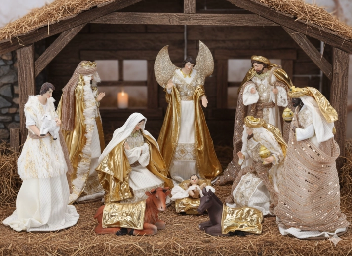 Ensemble de 10 figurines de crèche de Noël jusqu’à 33 cm