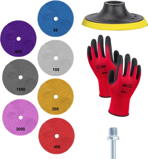 Kit de disques diamantés de polissage avec gants