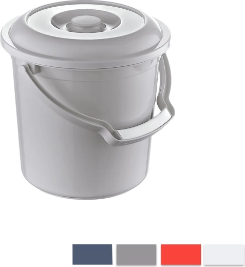 Seau en plastique Hobby avec couvercle 5 l (assortiment de couleurs)