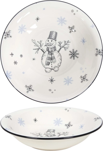 Assiette creuse Bonhomme de neige bleue 21 cm