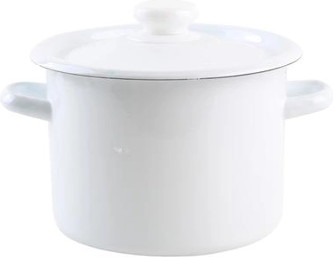 Marmite émaillée avec couvercle 3 l, blanche