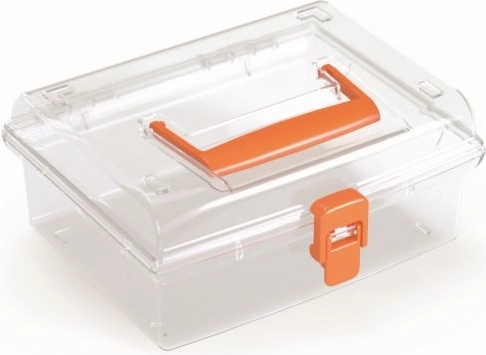 Organiseur en plastique avec couvercle transparent, orange, 195 × 174 × 85 mm