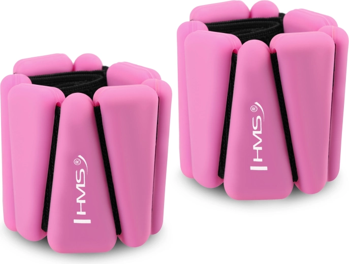 Poids en silicone pour poignets et chevilles HMS rose 2 × 0,5 kg