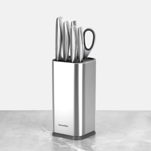 Set de couteaux de cuisine avec support, 7 pièces, acier inoxydable