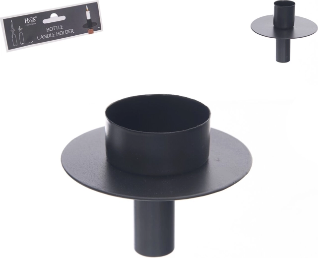 Bougeoir en métal pour bouteille noir