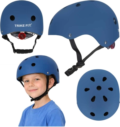 Casque cycliste enfant TRIKE FIX avec LED, taille S 48–54 cm, bleu foncé