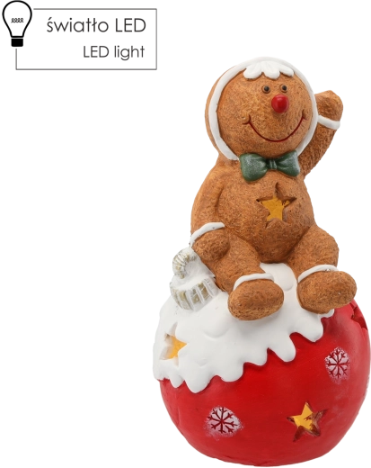 Figurine de Noël bonhomme en pain d’épices sur boule avec LED