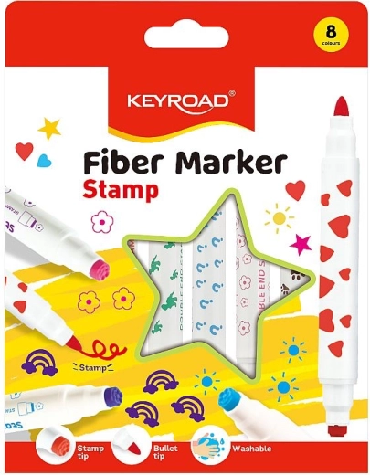 Keyroad feutres duo avec tampon, lot de 8 pcs