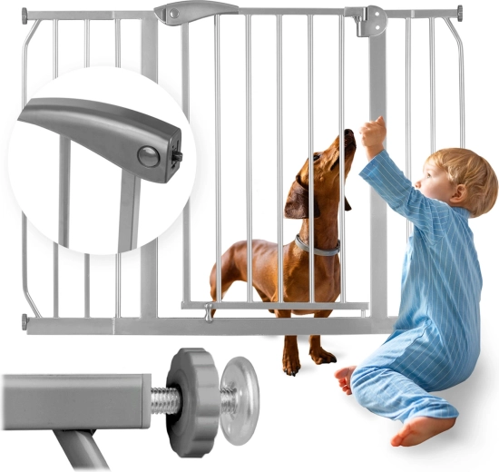 Barrière de sécurité grise NUKIDO pour enfants et animaux, 75–115 cm