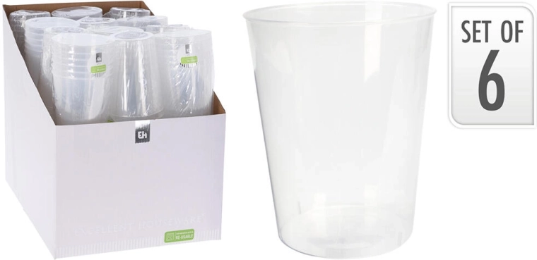 Lot de gobelets en plastique 500 ml, transparents (6 pcs)