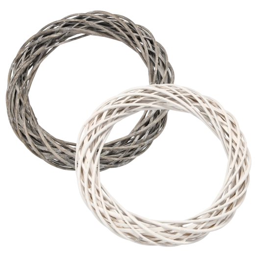 Couronne en osier 40 cm en blanc ou gris