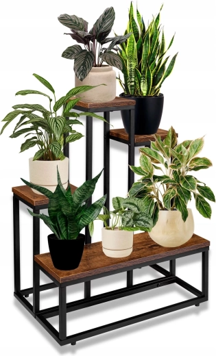 Support à plantes RENEW FORCE style loft avec 4 étagères