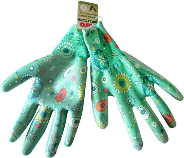 Gants de travail L avec revêtement nitrile transparent, verts