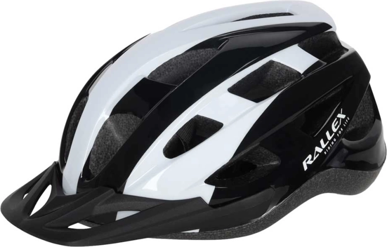 Casque de vélo Rallex, femme et homme, réglable, noir‑blanc, taille M (54‑58 cm)