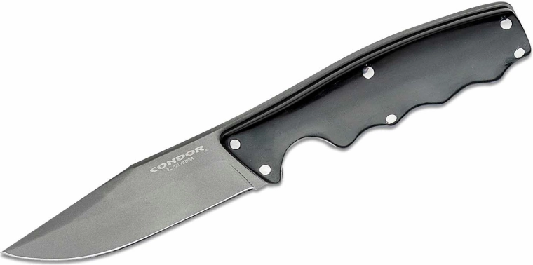 Couteau d’extérieur Condor Credo 10 cm, noir, G10, étui en cuir