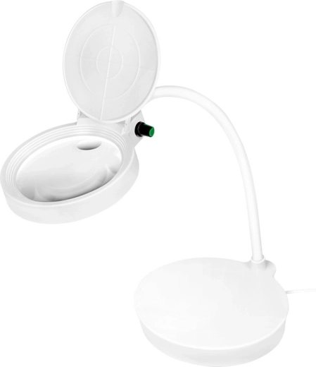 Loupe de table LED avec col de cygne flexible et capuchon – 8 et 36 dioptries