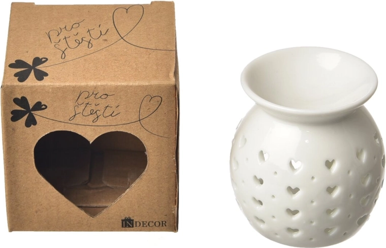 Brûle-parfum en porcelaine « Pour le bonheur » blanc 7 × 7 × 6 cm