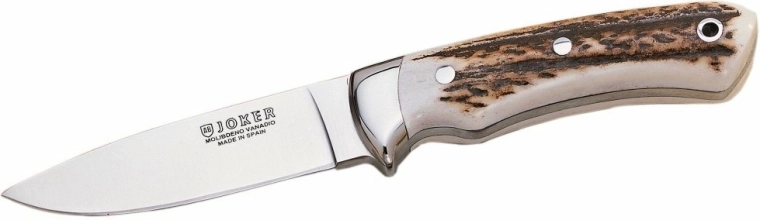 Joker Pantera couteau de chasse 9,5 cm, bois de cerf, étui en cuir