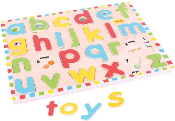 Bigjigs Toys alphabet anglais minuscule avec images - planche éducative en bois