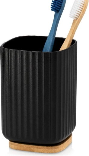 Gobelet de salle de bain Vilde pour brosses à dents noir 7,5 × 11 cm - 1 pièce