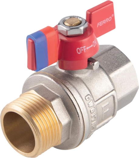 Vanne à boisseau sphérique pleine passage avec poignée papillon 1/2″