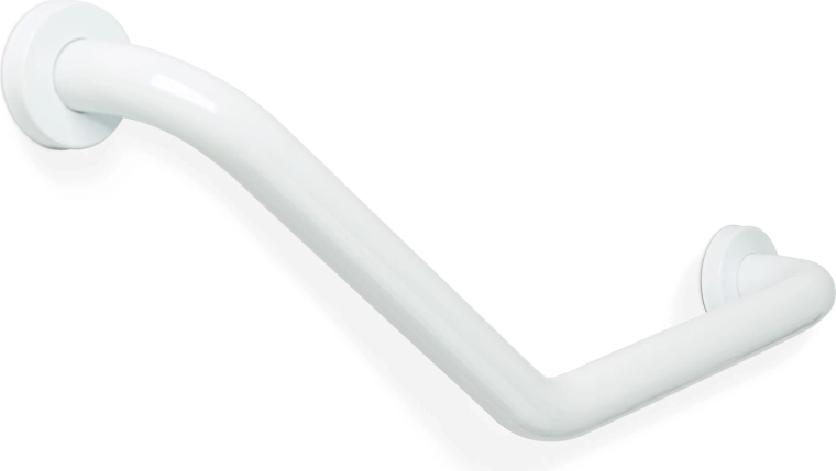 Barre d’appui murale blanche pour salle de bains, en acier inoxydable, angle de 45° 25 + 25 cm