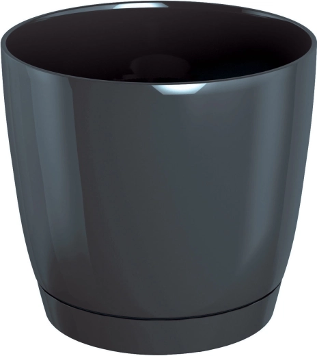 Cache-pot Coubi Round P avec soucoupe 12 cm – graphite