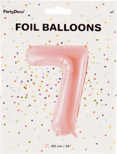 Ballon en aluminium chiffre 7 rose 86 cm