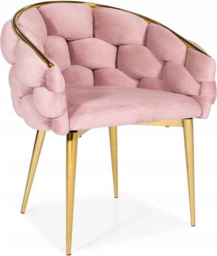 Chaise en velours Balloon rose avec pieds dorés