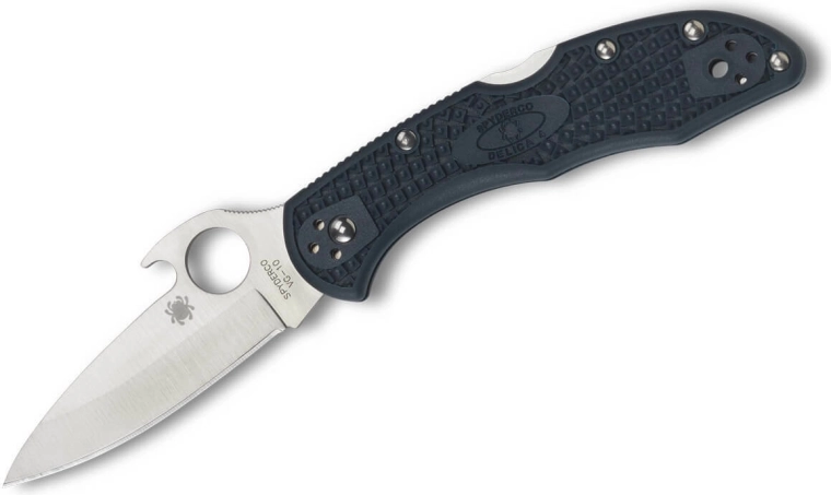 Spyderco Delica 4 Emerson Opener couteau de poche 7,4 cm, satin, FRN bleu-gris