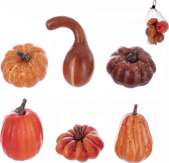 Citrouilles décoratives en plastique (UH) – lot de 6 pièces
