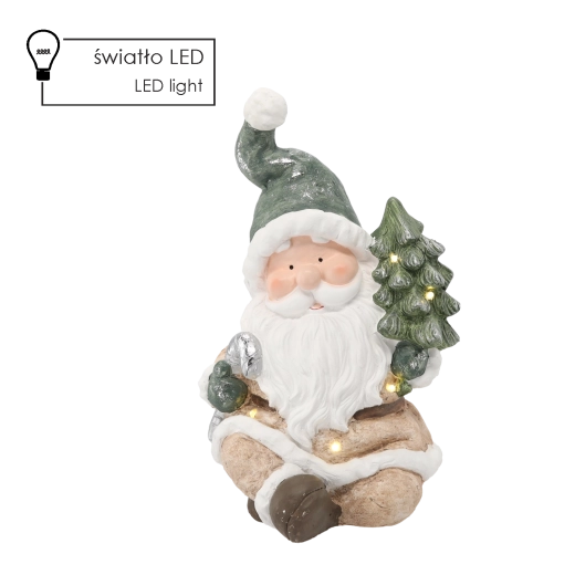Figurine de Noël – Père Noël avec sapin, LED 24 × 23 × 38 cm