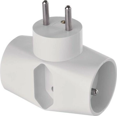 Multiprise EMOS 2× ronde + 1× rectangulaire, blanche