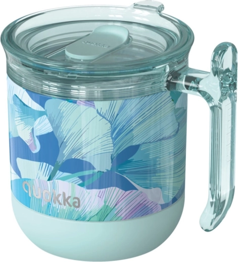 Mug isotherme en acier inoxydable Quokka Wave ginkgo leaves turquoise 260 ml