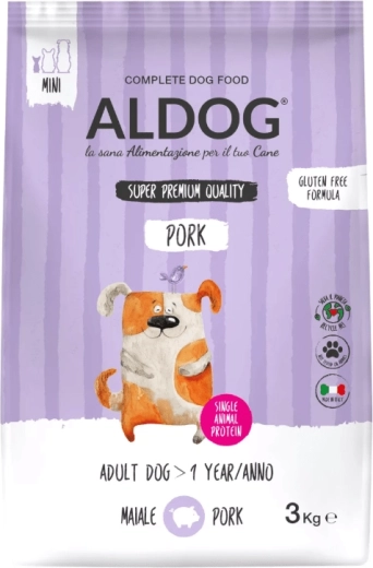 Aldog Pork Mini croquettes pour chiens adultes de petites races, porc, 3 kg