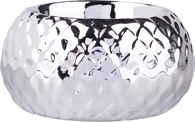 Bougeoir en porcelaine avec relief, finition argentée 7,5 × 7,5 × 3,5 cm