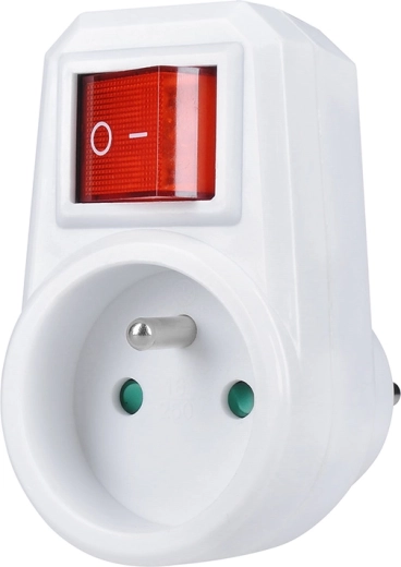 Prise traversante Solight avec interrupteur, 16 A, blanche